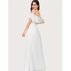 white maxi off shoulder dress